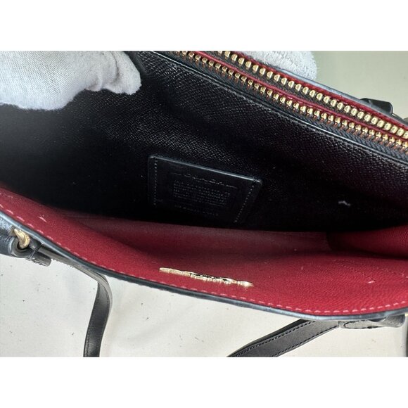 COACH Brown Black Signature Tatum Tote Bag Red Lining C4075 - Picture 12 of 13